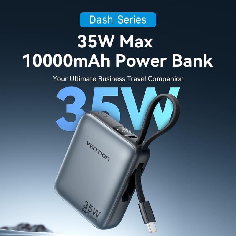 Vention FHEH0 Mini ārējais akumulators 10 000 mAh, 35 W, PD un PPS, melns