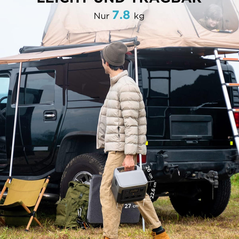 ECOFLOW Pārnēsājamā elektroiekārta RIVER 2 Pro, 768 Wh saules ģenerators ar LiFeP04, ātrā uzlāde 70 minūšu laikā, 3x 800 W maiņstrāvas kontaktligzdas, balkona saules sistēma ārkārtas strāvas padevei, kempingam un treileriem.