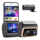 DDPAI Z60 Pro 4K auto video reģistrators – atbalsts 3 kamerām (priekšā, salonā, aizmugurē), SONY STARVIS2, ADAS, 5GHz Wi-Fi, 4G attālinātā piekļuve