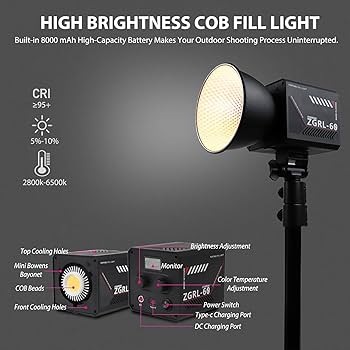 Profesionālā video un foto LED gaisma ZGRL-60 (dimmējama, ar adapteri, 60W)