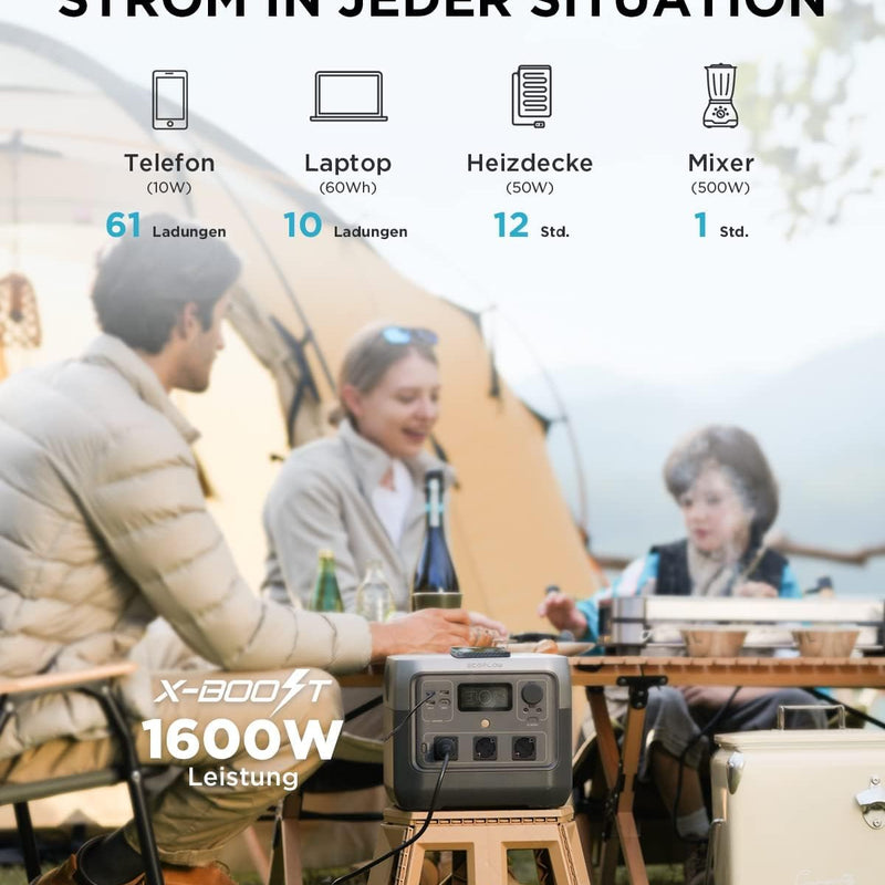 ECOFLOW Pārnēsājamā elektroiekārta RIVER 2 Pro, 768 Wh saules ģenerators ar LiFeP04, ātrā uzlāde 70 minūšu laikā, 3x 800 W maiņstrāvas kontaktligzdas, balkona saules sistēma ārkārtas strāvas padevei, kempingam un treileriem.