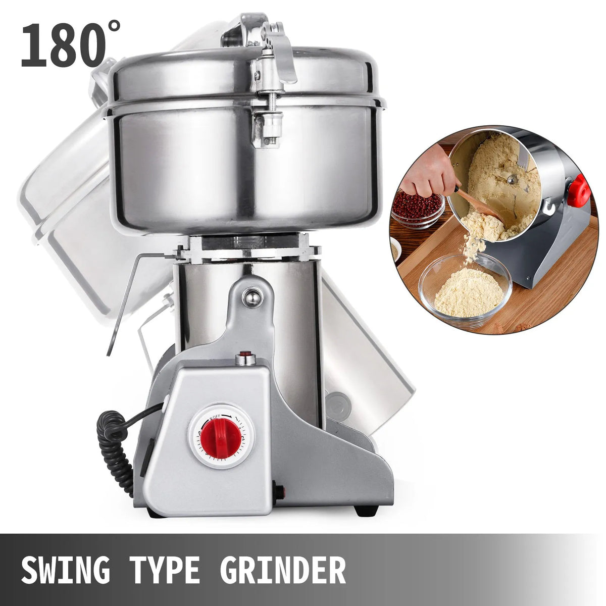 VEVOR Electric Grain Mill 750 g, 2500 W, Food Grade Stainless Steel
