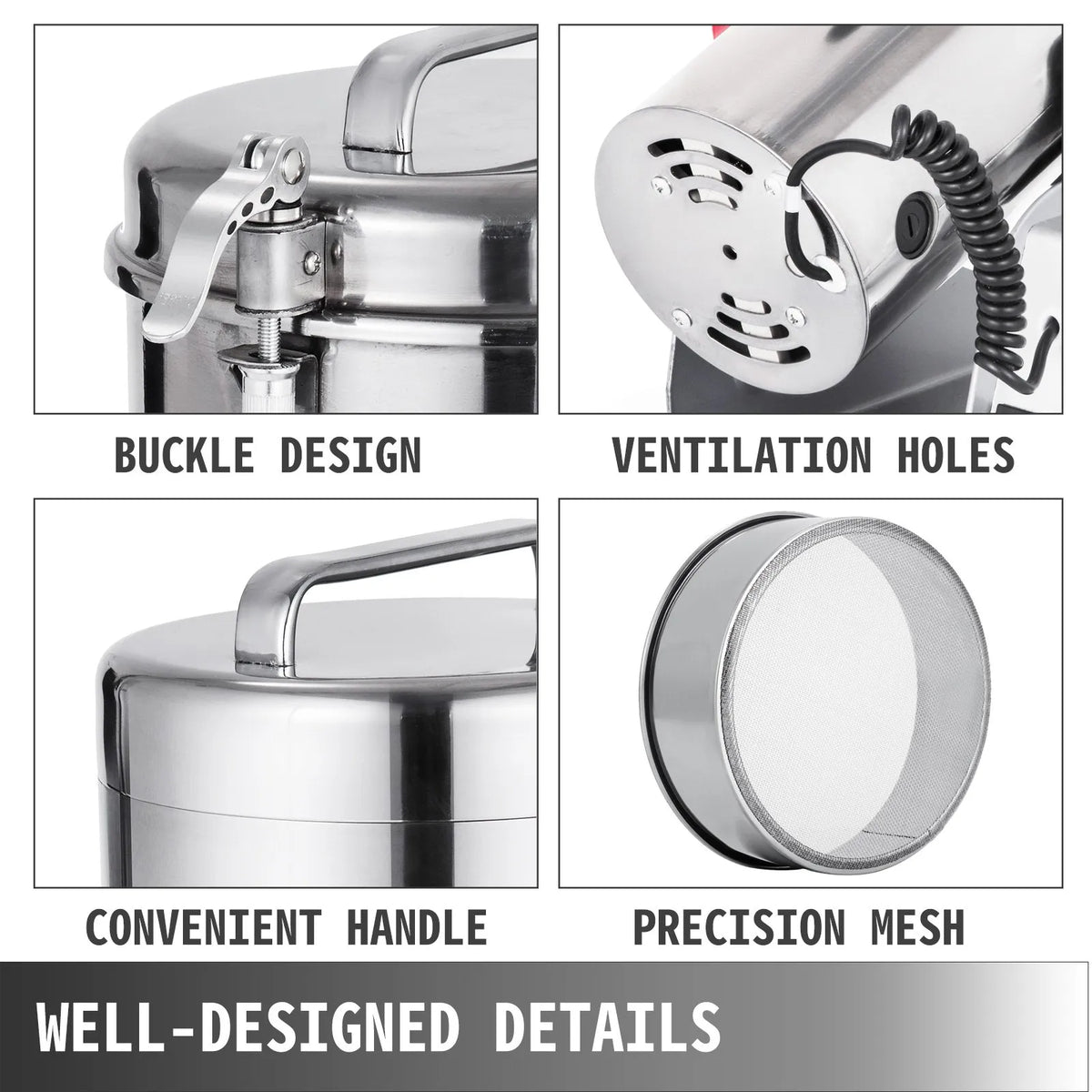 VEVOR Electric Grain Mill 750 g, 2500 W, Food Grade Stainless Steel