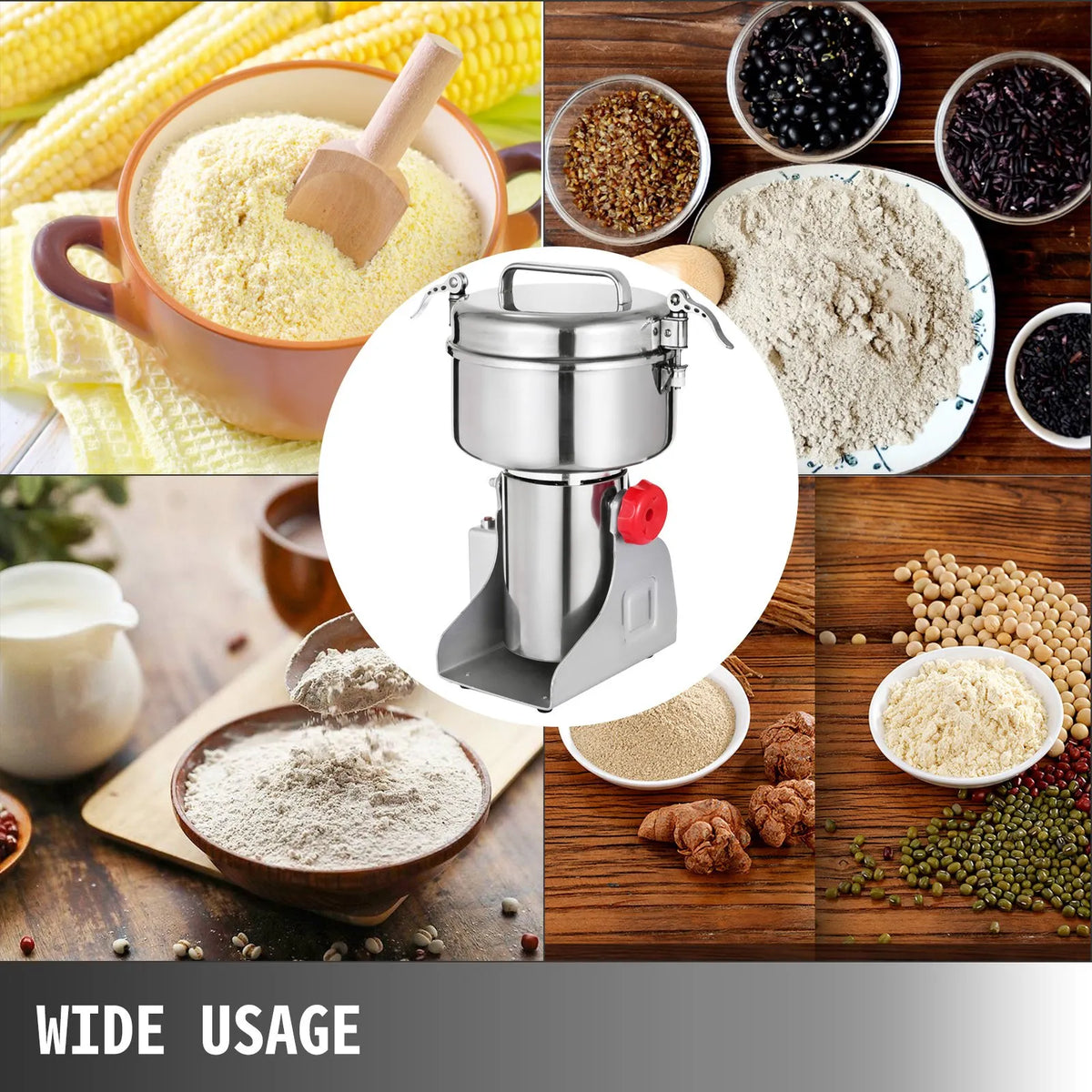 VEVOR Electric Grain Mill 750 g, 2500 W, Food Grade Stainless Steel