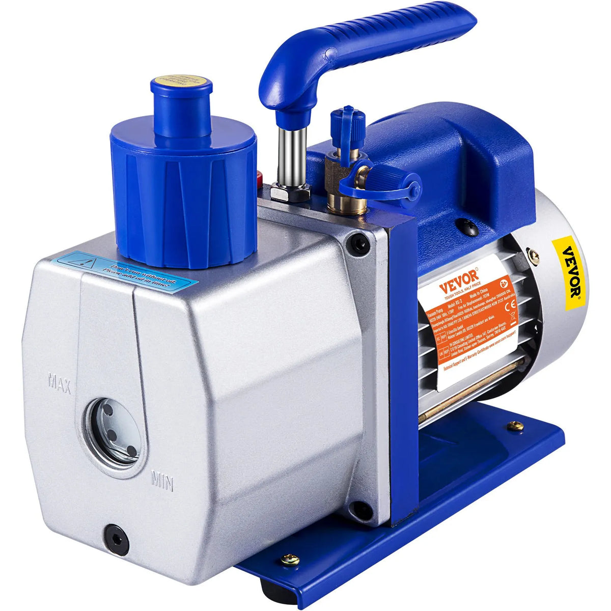 VEVOR Single-Stage Rotary Vane Vacuum Pump, 198 l/min, 0.37 kW HVAC Deep Vacuum Pumping