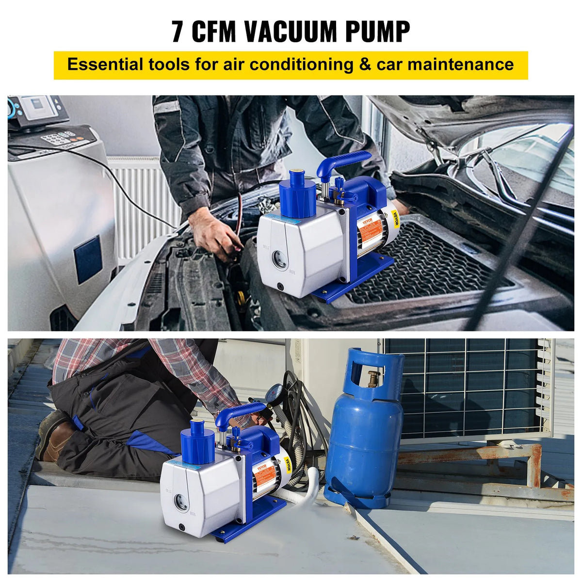 VEVOR Single-Stage Rotary Vane Vacuum Pump, 198 l/min, 0.37 kW HVAC Deep Vacuum Pumping