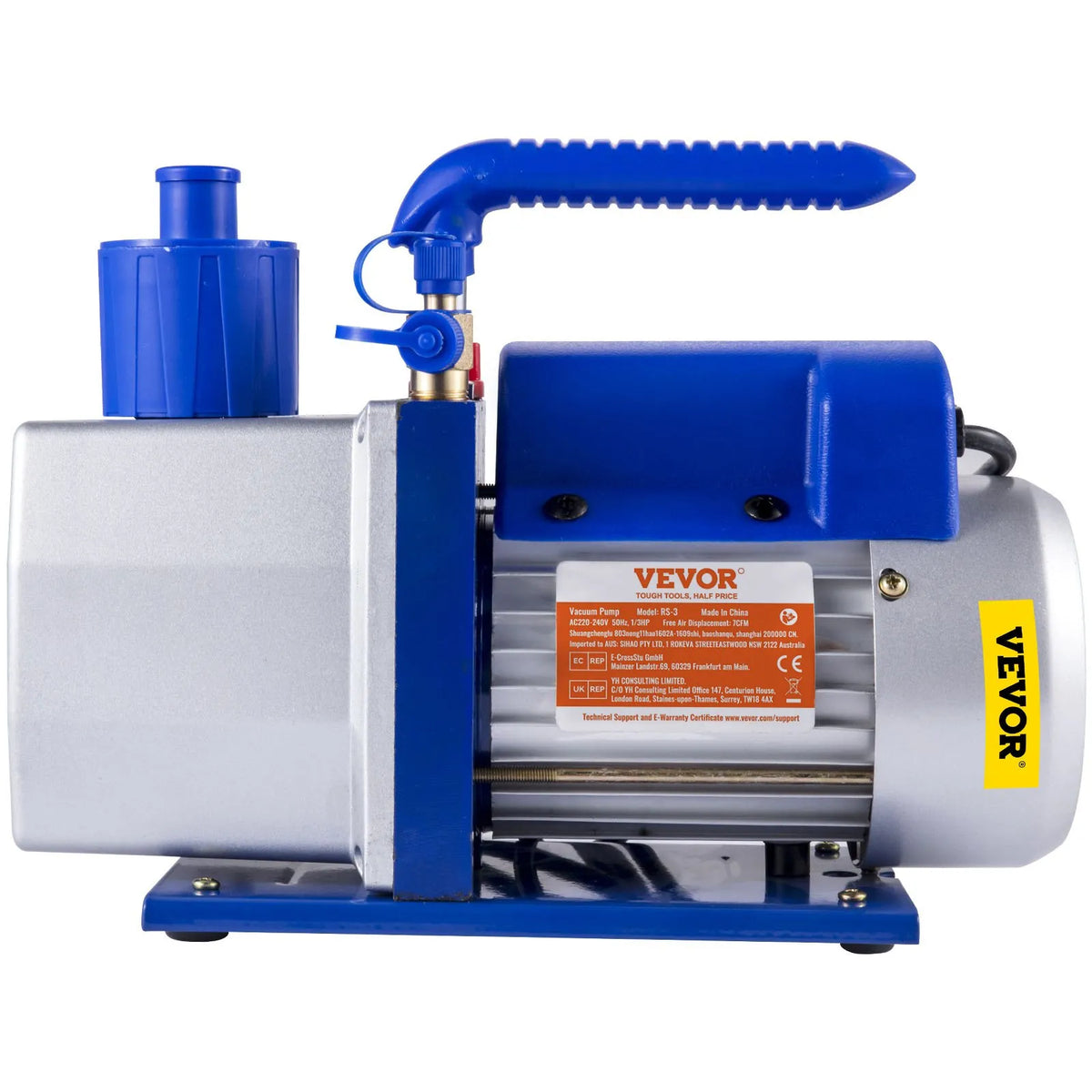 VEVOR Single-Stage Rotary Vane Vacuum Pump, 198 l/min, 0.37 kW HVAC Deep Vacuum Pumping