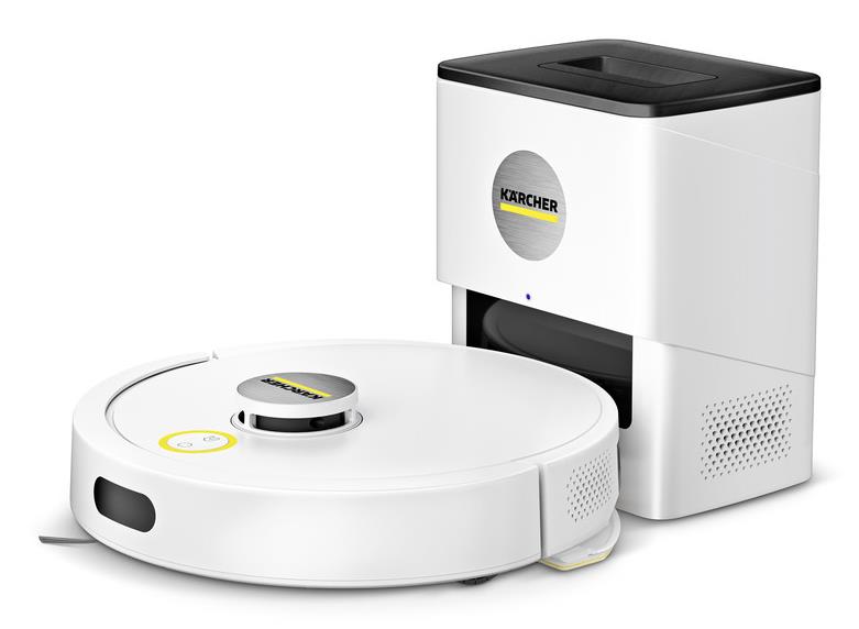 Kärcher RVC 3 Comfort Extra 1.269-123.0, balts robotizēts putekļsūcējs ar sauso un mitro uzkopšanu, 15 000 Pa, LiDAR navigāciju, automātisku putekļu iztukšošanu un paklāju sensoru
