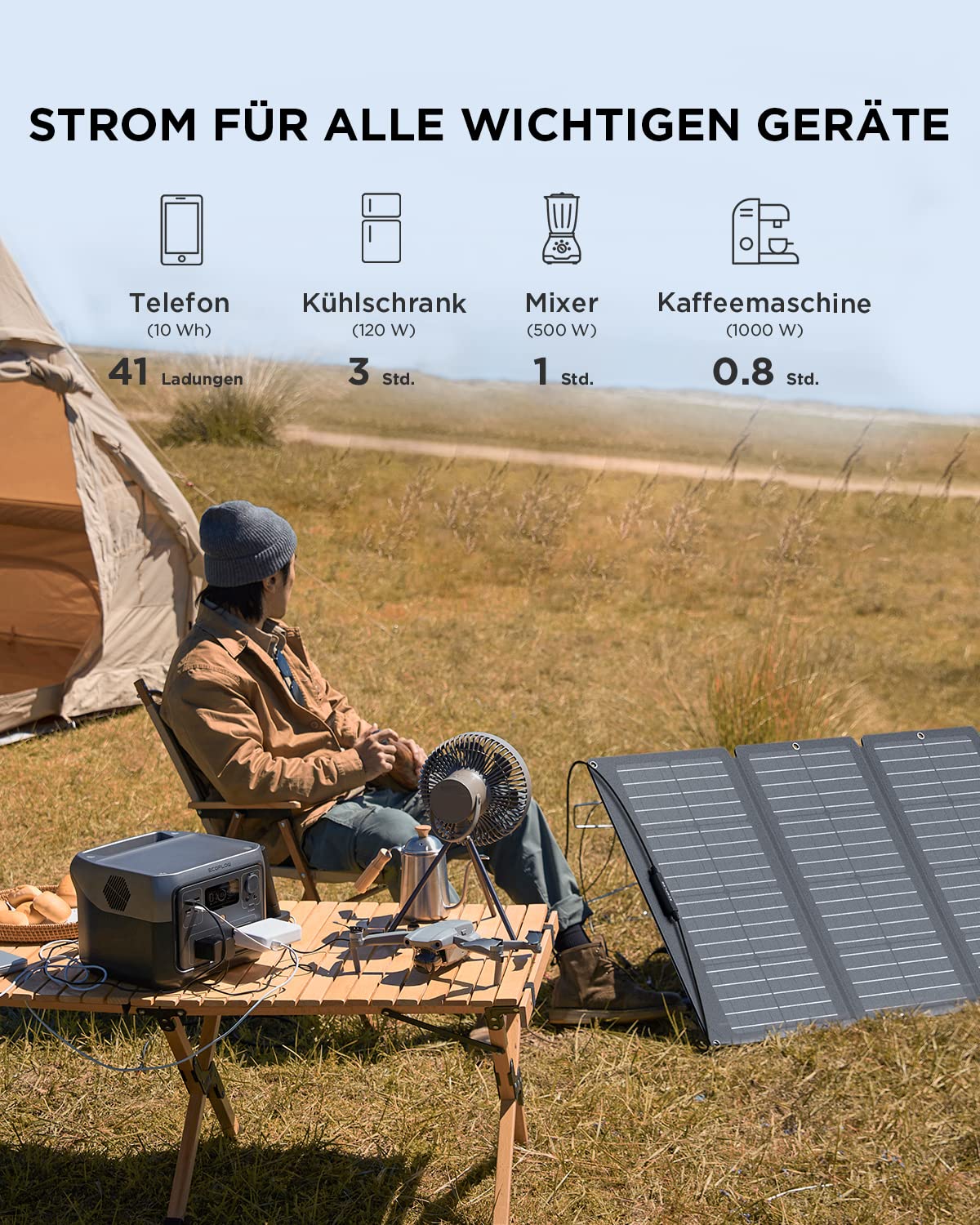 EcoFlow RIVER 2 Max 512 Wh / 1000 W uzlādes stacija – LiFePO₄, uzlāde 1 h