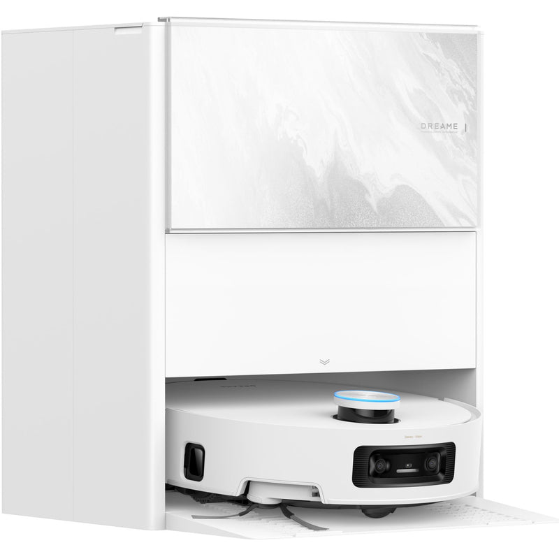 Dreame Aqua10 Ultra Track Complete robotizētais putekļsūcējs, 25 000 Pa, sausā un mitrā uzkopšana, TrackSync, LiDAR, AI šķēršļu noteikšana, automātiskā dokstacija, 6400 mAh, balts