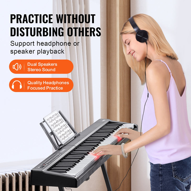 VEVOR 88 taustiņu digitālā klaviatūra ar daļēji svarotiem taustiņiem, pilna izmēra, elektriska, pārnēsājama