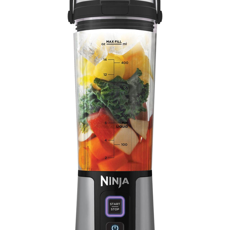 Ninja Blast BC151EUBK, pārnēsājams bezvadu blenderis, 530 ml, USB-C uzlāde, BlastBlade asmens, 7,4 V Li-Ion akumulators, 1 ātrums, melns