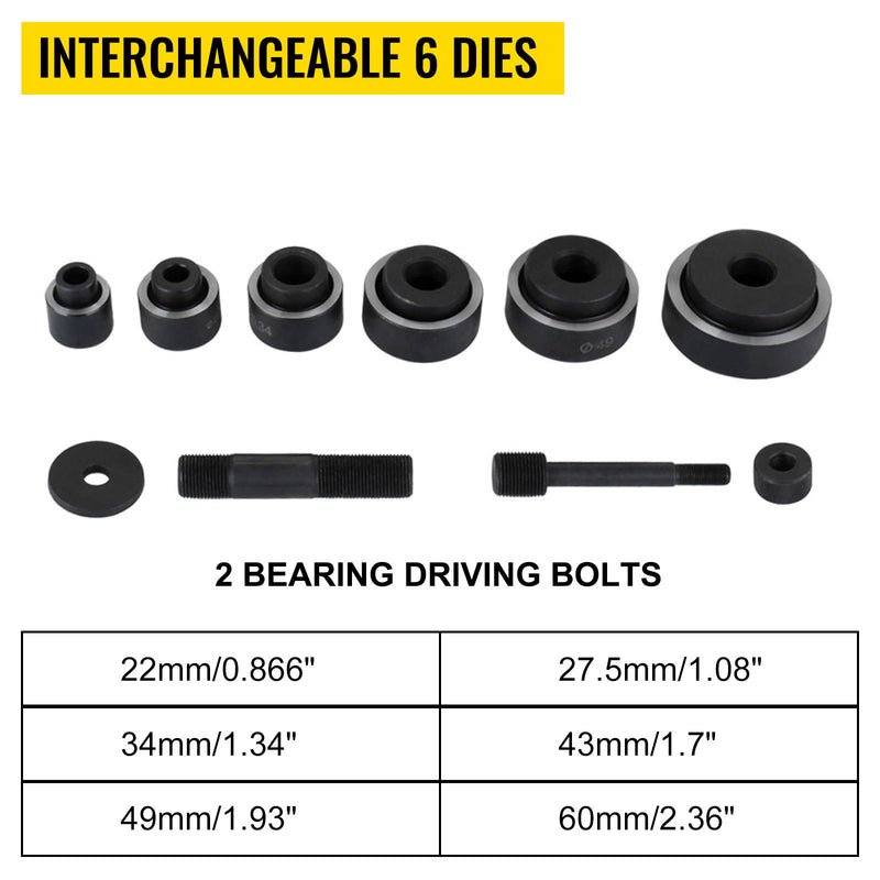 VEVOR 10 t hidrauliskais caurumotājs ar 6 matricām, caurumu diametrs 13–51 mm, rokas instrumentu komplekts metāla un elektrokabeļu kanālu caurumošanai