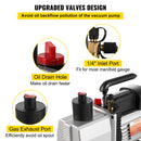 VEVOR profesionāls divpakāpju rotācijas lāpstiņu vakuumsūknis, gaisa plūsma 483 l/min, gala vakuums 15 mikroni, jauda 0,56 kW (3/4 HP)