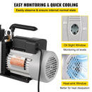 VEVOR profesionāls divpakāpju rotācijas lāpstiņu vakuumsūknis, gaisa plūsma 483 l/min, gala vakuums 15 mikroni, jauda 0,56 kW (3/4 HP)