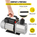 VEVOR profesionāls divpakāpju rotācijas lāpstiņu vakuumsūknis, gaisa plūsma 483 l/min, gala vakuums 15 mikroni, jauda 0,56 kW (3/4 HP)