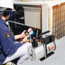 VEVOR profesionāls divpakāpju rotācijas lāpstiņu vakuumsūknis, gaisa plūsma 483 l/min, gala vakuums 15 mikroni, jauda 0,56 kW (3/4 HP)