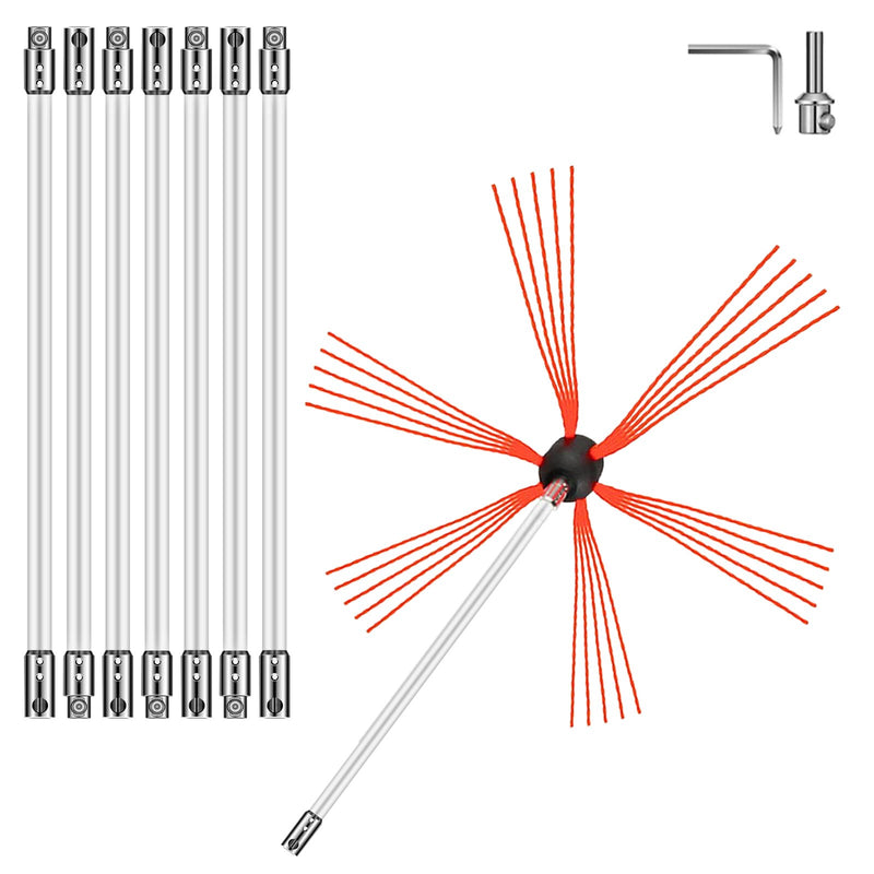 VEVOR Elastīgie skursteņa tīrīšanas stieņi, 8 gb, 8 m neilona komplekts