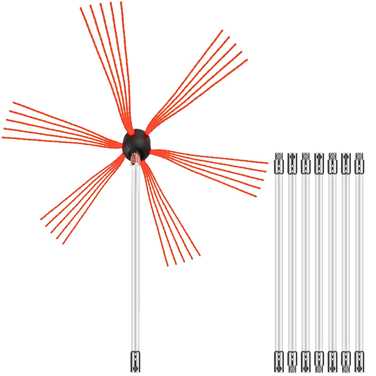 VEVOR Flexible Chimney Cleaning Rods, 8 Pieces, 8 m Nylon Kit