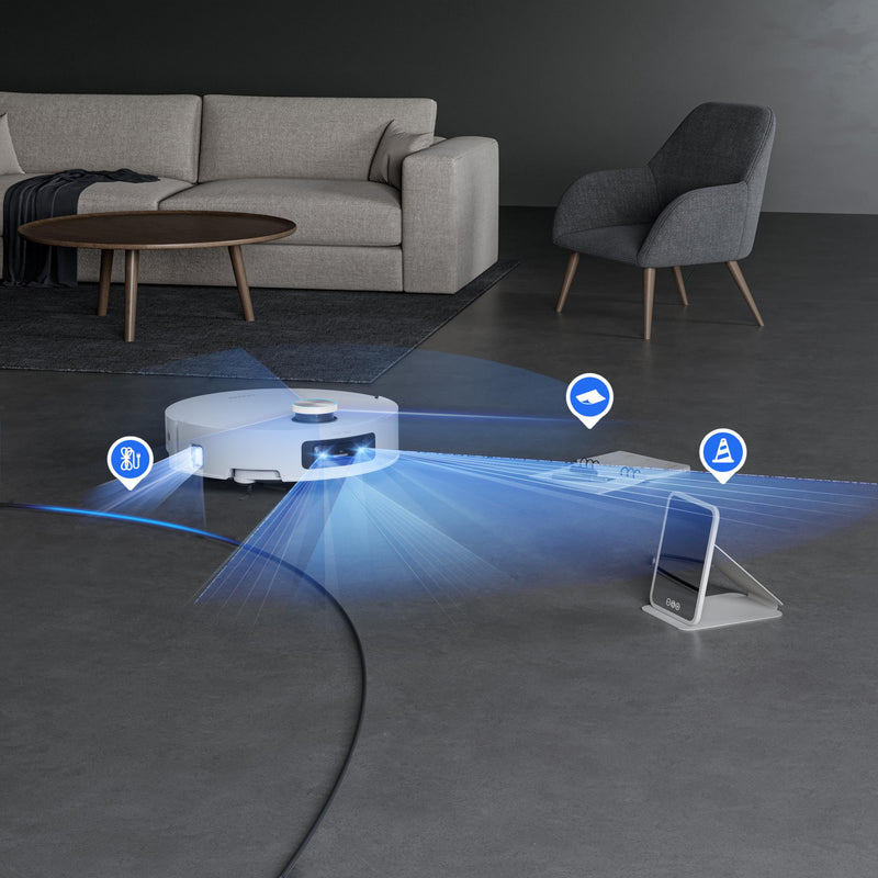 Dreame Aqua10 Ultra Track Complete robotizētais putekļsūcējs, 25 000 Pa, sausā un mitrā uzkopšana, TrackSync, LiDAR, AI šķēršļu noteikšana, automātiskā dokstacija, 6400 mAh, balts
