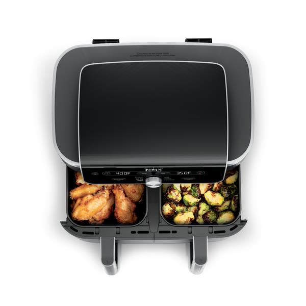 Ninja DualZone XL DZ901EU, 2470 W, 9,5 l karstā gaisa friteris ar 2 neatkarīgām 4,75 l zonām, 6 gatavošanas programmām, Sync funkciju, 40–240 °C un nepiedegošu PFAS nesaturošu pārklājumu