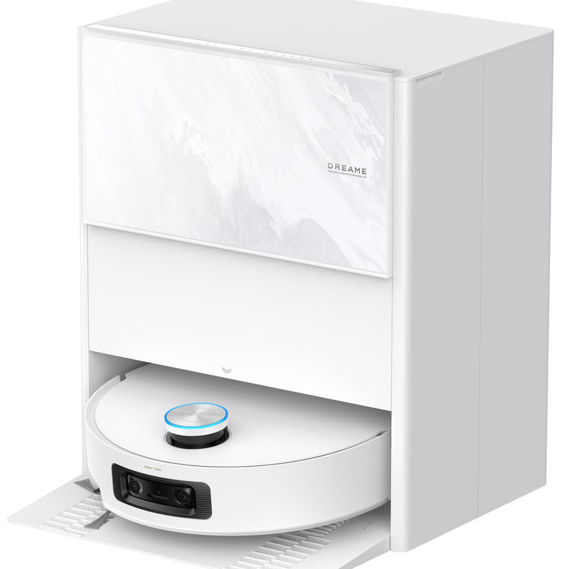 Dreame Aqua10 Ultra Track Complete robotizētais putekļsūcējs, 25 000 Pa, sausā un mitrā uzkopšana, TrackSync, LiDAR, AI šķēršļu noteikšana, automātiskā dokstacija, 6400 mAh, balts