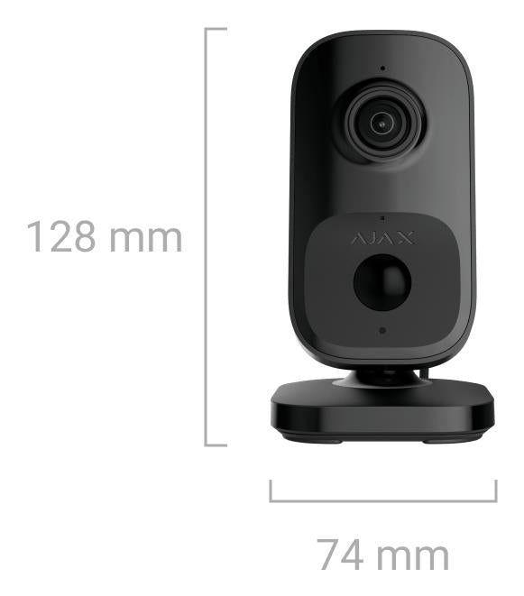 Ajax IndoorCam 4 MP iekštelpu Wi-Fi IP kamera, 110°, IR nakts redzamība līdz 8 m, PIR kustības sensors, mākslīgais intelekts, objektu noteikšana, divvirzienu audio, 2688 × 1520 px, melna
