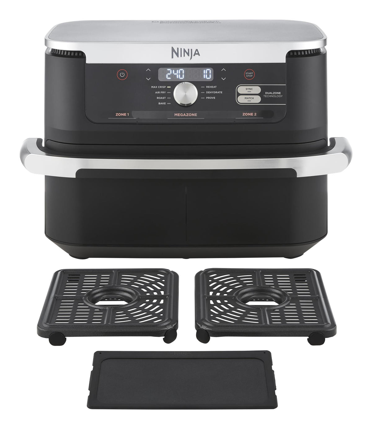 Ninja Foodi FlexDrawer AF500EU, 2470 W, 10.4 l hot air fryer with MegaZone, 2 independent 5.2 l zones, 7 cooking programmes, SYNC and MATCH functions