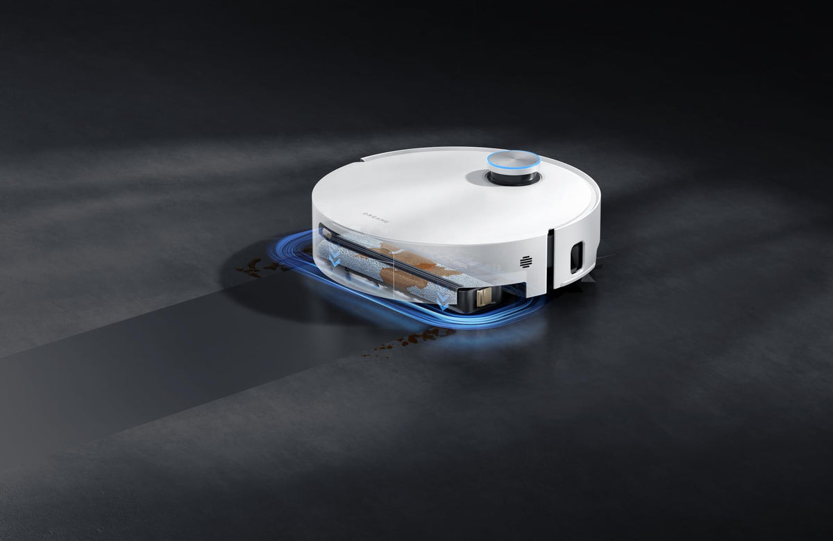 Dreame Aqua10 Ultra Track Complete robotpuhasti, 25 000 Pa, kuiv- ja märgpuhastus, TrackSync, LiDAR, AI-põhine takistuste tuvastamine, automaatne laadimisjaam, 6400 mAh, valge
