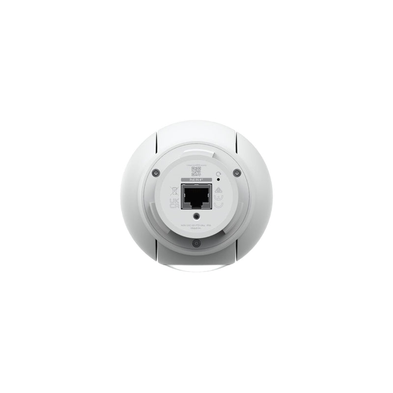 Ubiquiti G5-PTZ 4 MP PTZ IP kamera, 3,42–6,85 mm, 99,7°, 121°, IR nakts redzamība līdz 20 m, 2688 × 1512 px, 4 MP, mikrofons, PoE, IP66, IK04, balta