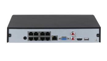 Dahua NVR4108HS-8P-EI, 8 kanālu WizSense tīkla videoreģistrators ar 8 PoE portiem, līdz 16 MP IP kamerām, 1 × SATA līdz 20 TB, 256 Mb/s, SMD Plus, sejas atpazīšana, perimetra aizsardzība, HDMI 4K