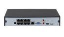 Dahua NVR4108HS-8P-EI, 8 kanālu WizSense tīkla videoreģistrators ar 8 PoE portiem, līdz 16 MP IP kamerām, 1 × SATA līdz 20 TB, 256 Mb/s, SMD Plus, sejas atpazīšana, perimetra aizsardzība, HDMI 4K