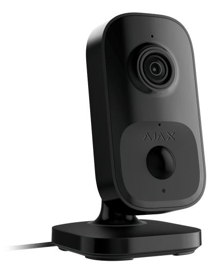 Ajax IndoorCam 4 MP iekštelpu Wi-Fi IP kamera, 110°, IR nakts redzamība līdz 8 m, PIR kustības sensors, mākslīgais intelekts, objektu noteikšana, divvirzienu audio, 2688 × 1520 px, melna