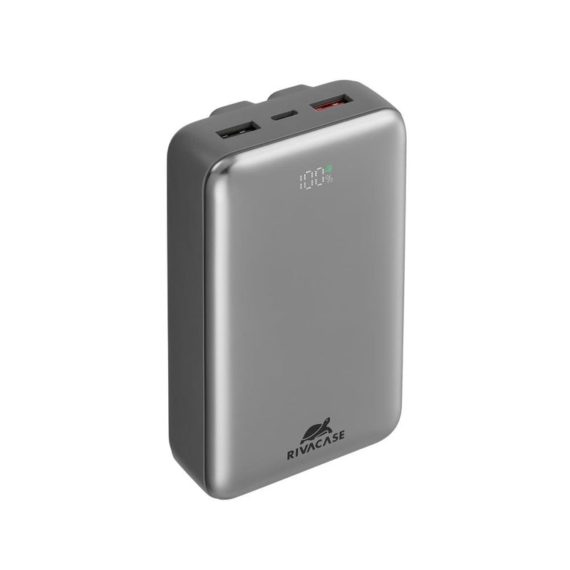 RIVACASE VA2612 Power Bank 20000mAh ar iebūvētiem kabeļiem – pelēks