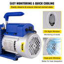 VEVOR gaisa kondicionēšanas vakuuma sūknis 533 l/min (9 CFM), 746 W (1 ZS), eļļas tilpums 370 ml, paredzēts aukstuma aģentu sistēmu vakuumēšanai un degazācijai