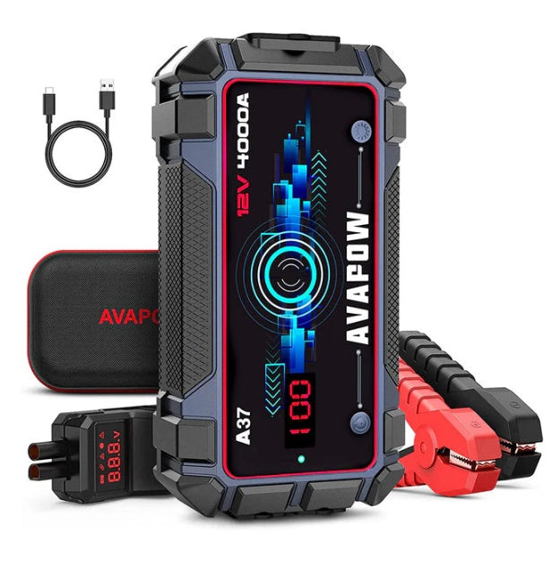 AVAPOW A9/A37 12V auto starteris 4000A automašīnas akumulatora starteris,  20000mAh jauda.