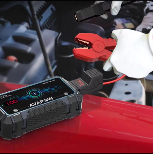 Avapow A9 PRO 12V auto starteris 2500A automašīnas akumulatora starteris, Bezvadu uzlāde 16000mAh jauda