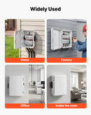 VEVOR elektriskā sadales kārba IP65, 360 x 275 x 150 mm, ABS korpuss ar termostatu, ventilatoru, montāžas plāksni un kabeļu ievadiem, lietošanai telpās un ārā