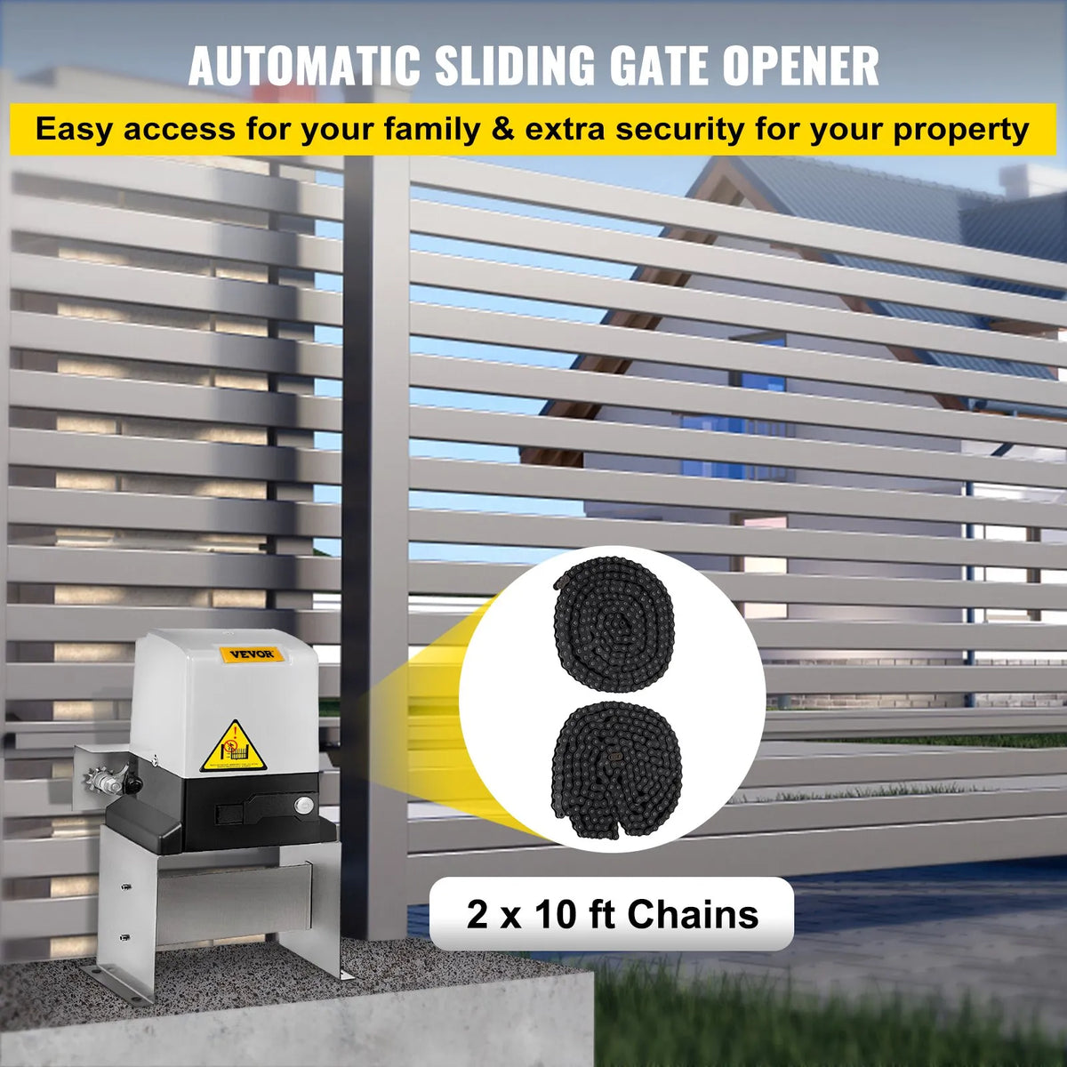 VEVOR Automatic Sliding Gate Opener AC600, Up to 600 kg Load Capacity, 13 m/min Speed, Includes 2 Remote Controls, Basic Model