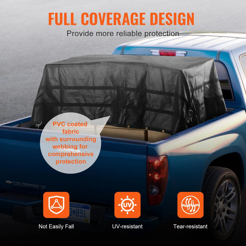 Smagās kravas tīkls 305 × 267 cm ar regulējamām sprādzēm un S-āķiem