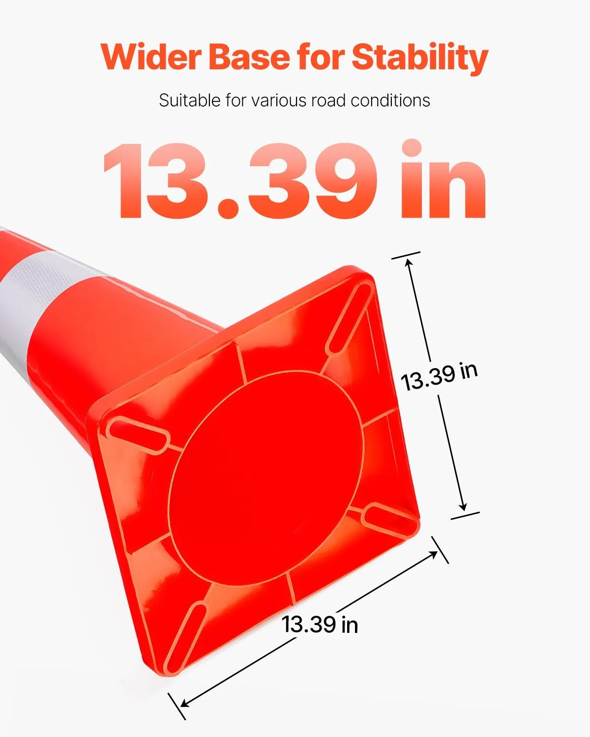 VEVOR drošības konusi, augstums 73 cm, 12 gab. PVC oranži satiksmes konusi ar 2 atstarojošām joslām un smagu pamatni, satiksmes regulēšanai, piebraucamajiem ceļiem, autostāvvietām un skolu teritorijām - ZEMLETES.LV
