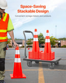 VEVOR drošības konusi, augstums 73 cm, 12 gab. PVC oranži satiksmes konusi ar 2 atstarojošām joslām un smagu pamatni, satiksmes regulēšanai, piebraucamajiem ceļiem, autostāvvietām un skolu teritorijām - ZEMLETES.LV