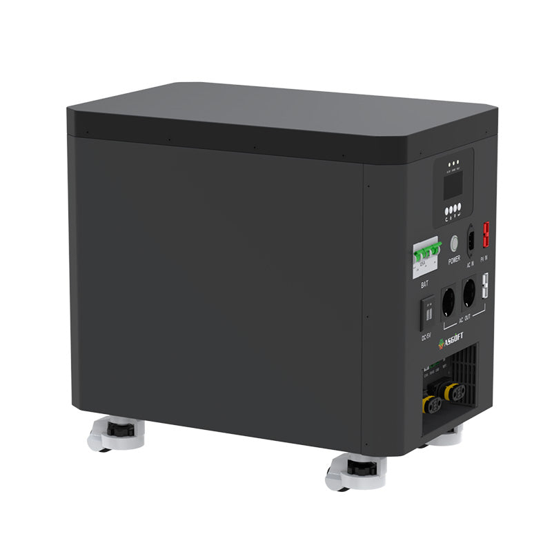 Asgoft 6.6 kWh all-in-one solar energy storage system, LiFePO4 battery, 5–10 kW MPPT inverter, 51.2 V, IP65 (14-day delivery)