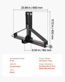 3 punktu 50 mm sakabes uztvērējs piekabei, 1. kategorijas traktora ātrās uzkabes vilkšanas stienis