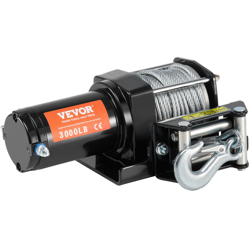 VEVOR elektriskā vinča ATV/UTV - 1360 kg ar tērauda Ttrosi, IP55 ūdensizturīga, vadu vadība