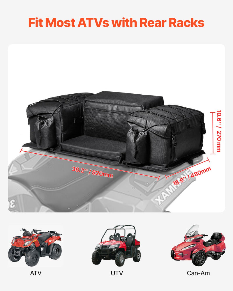 VEVOR 50 L ATV aizmugures glabāšanas soma no 600D oksforda auduma ar sūkļa polsterējumu