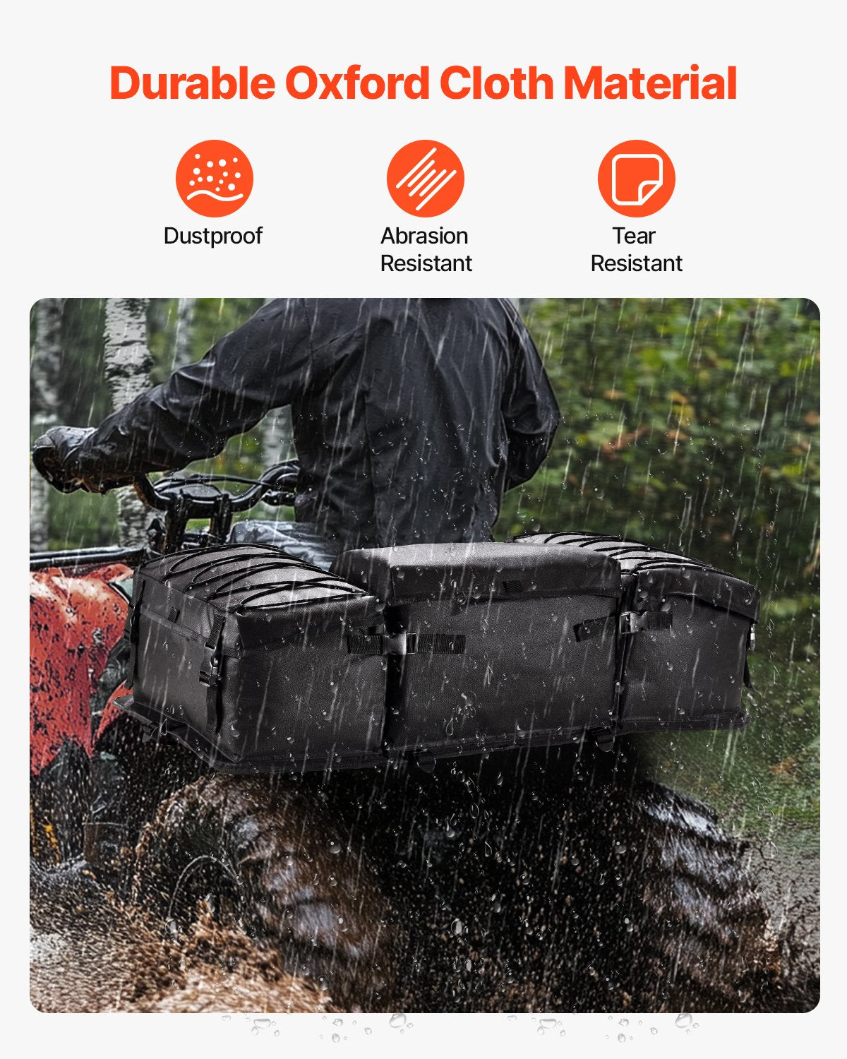 VEVOR 50 L ATV Rear Storage Bag 600D Oxford Fabric with Foam Padding