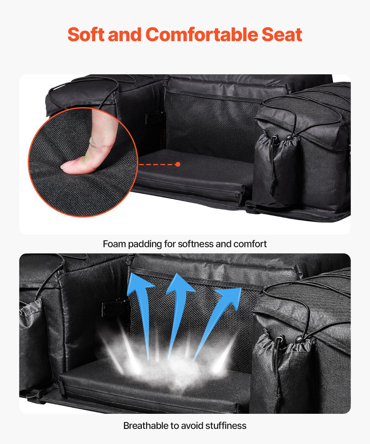 VEVOR 50 L ATV Rear Storage Bag 600D Oxford Fabric with Foam Padding