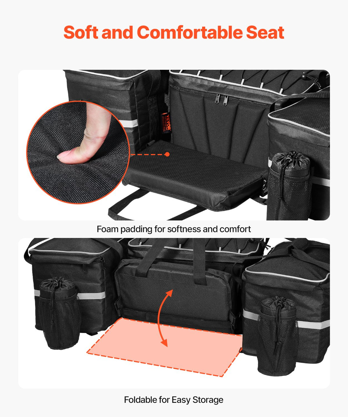 VEVOR 54 L ATV Rear Cargo Bag with 16 L Thermal Bag and Waterproof Cover