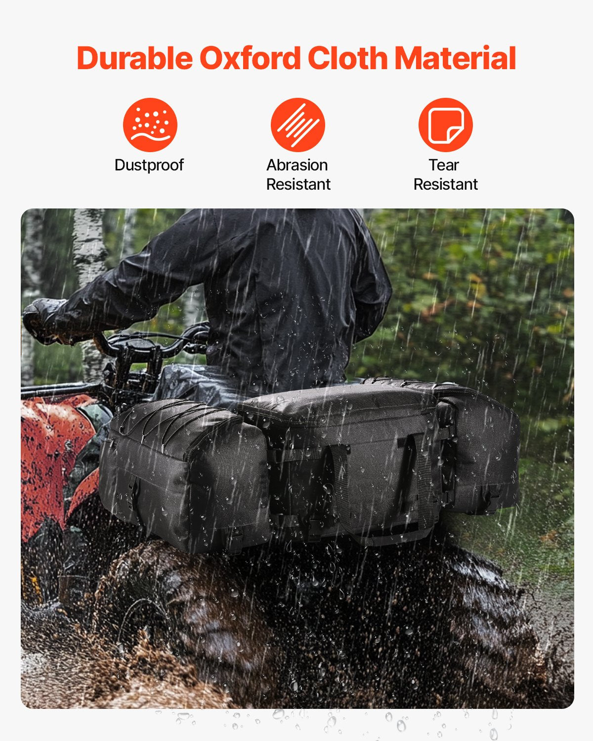 VEVOR 74 L ATV Rear Bag with 600D Oxford Fabric and Foam Padding